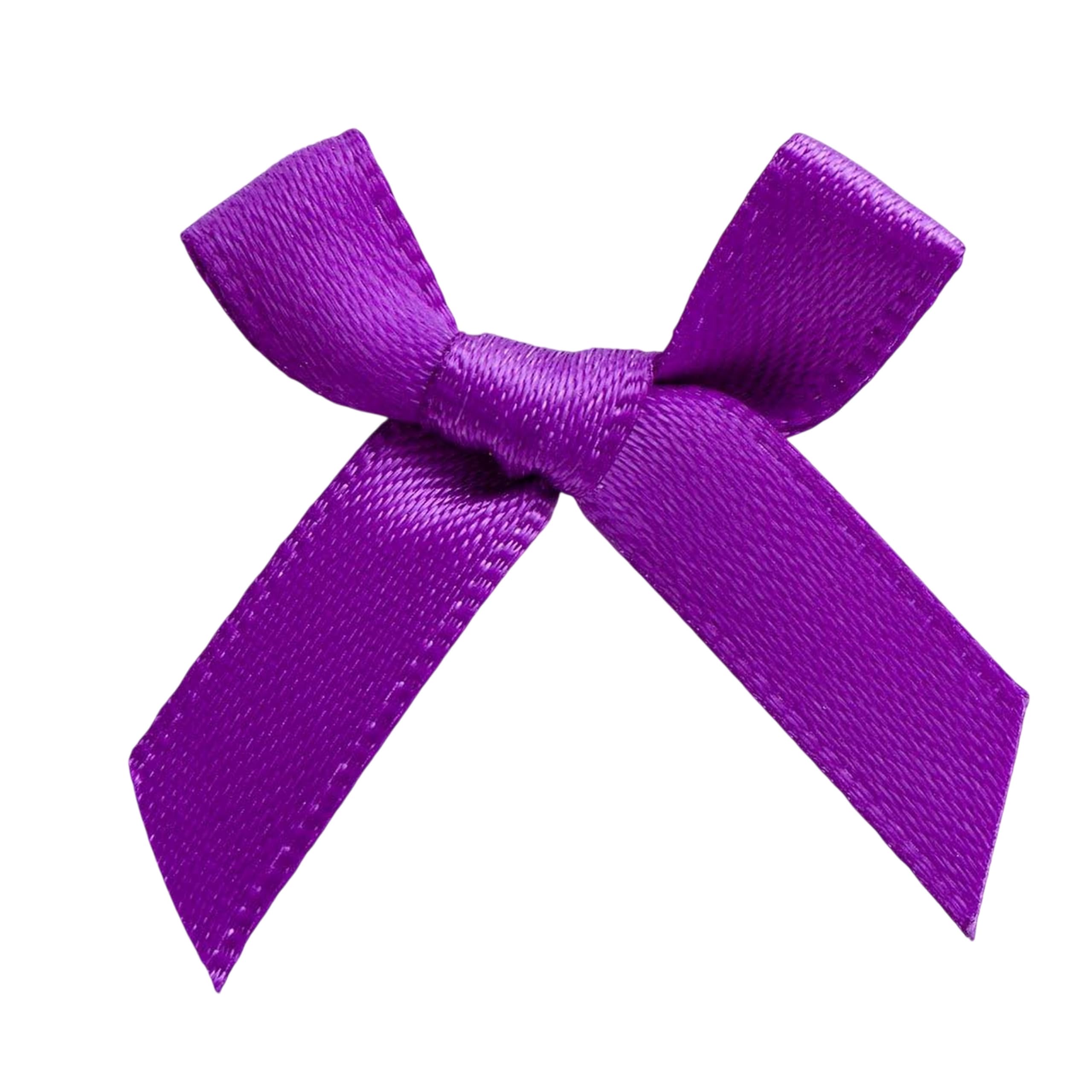 Italian Options Mini Satin Ribbon Bows, Small Bow Decorations for Crafts, Gifts, Hampers, Hair Bow, Wedding Stationery, Floristry, Christmas, Cakes, Crafting, Purple, 100 Pack, 3 cm