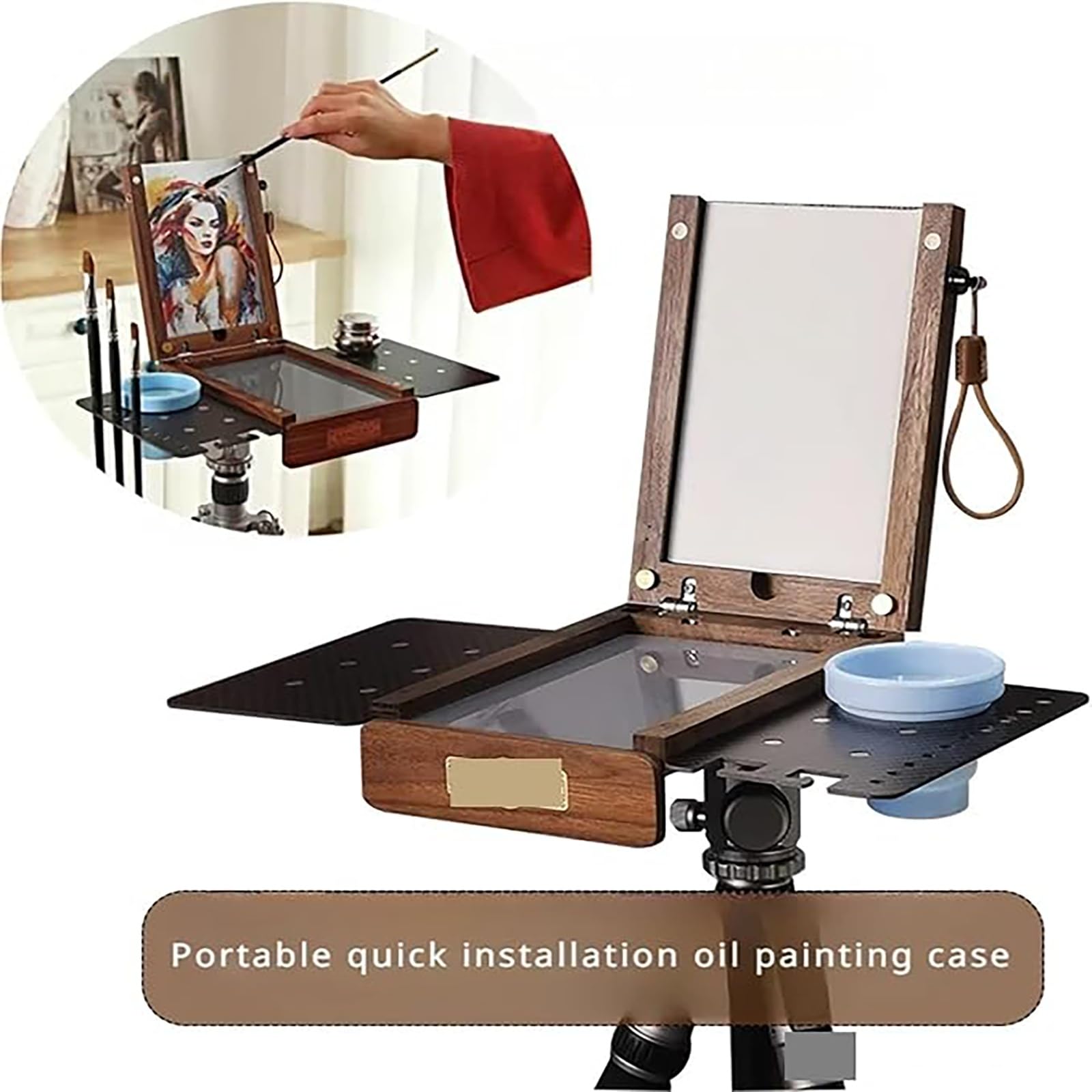 Caballete portátil con configuración rápida y compartimento de almacenamiento para bocetos al aire libre, acuarela y pintura al óleo para artistas y estudiantes
