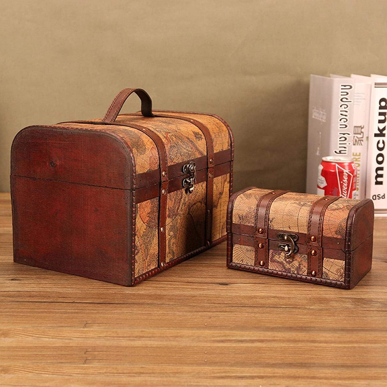 宝箱 レトロ ビンテージ 収納ボックス 宝箱 ジュエリーボックス 収納箱 海賊 財宝 ロック付き 撮影 テレビの小道具ボックス 欧米