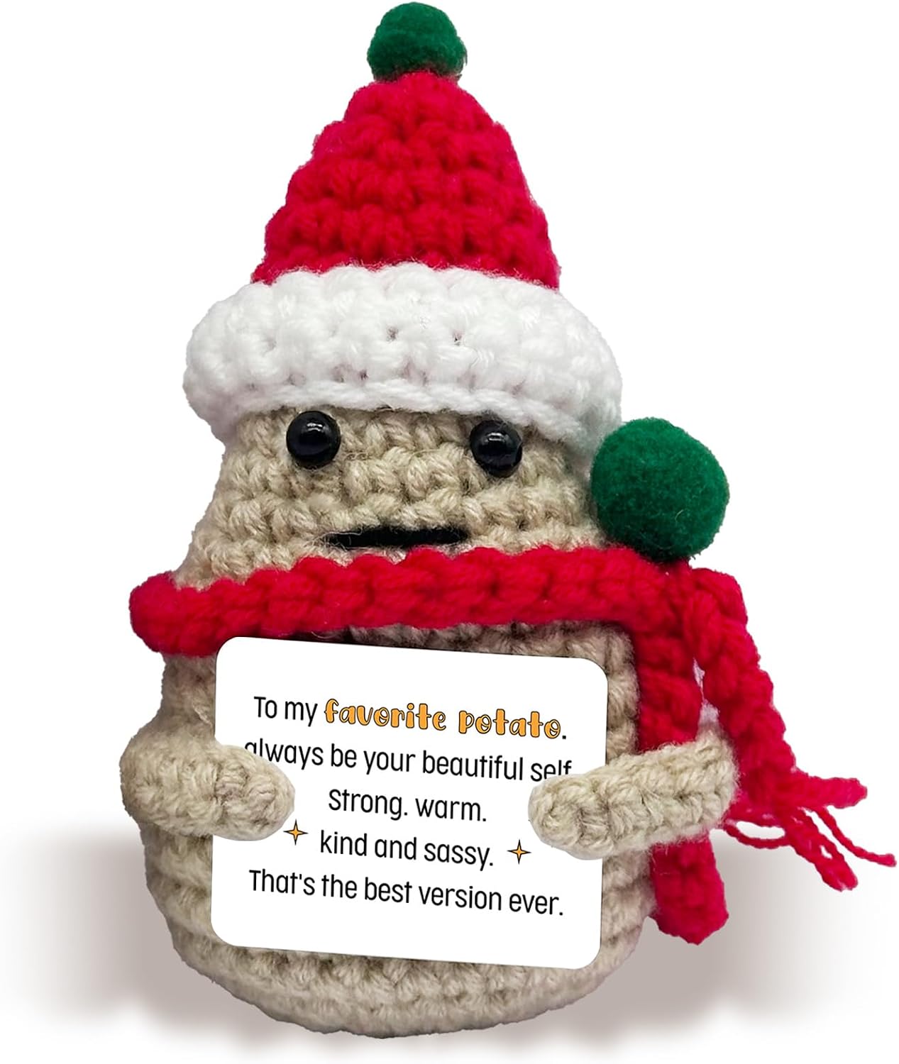 Christmas Crochet Potato Gifts, Positive Cute Encouragement Crochet Gifts for Friends, Inspirational Potato with Encouragement Card, Handwoven Knitting Doll for Christmas -C13