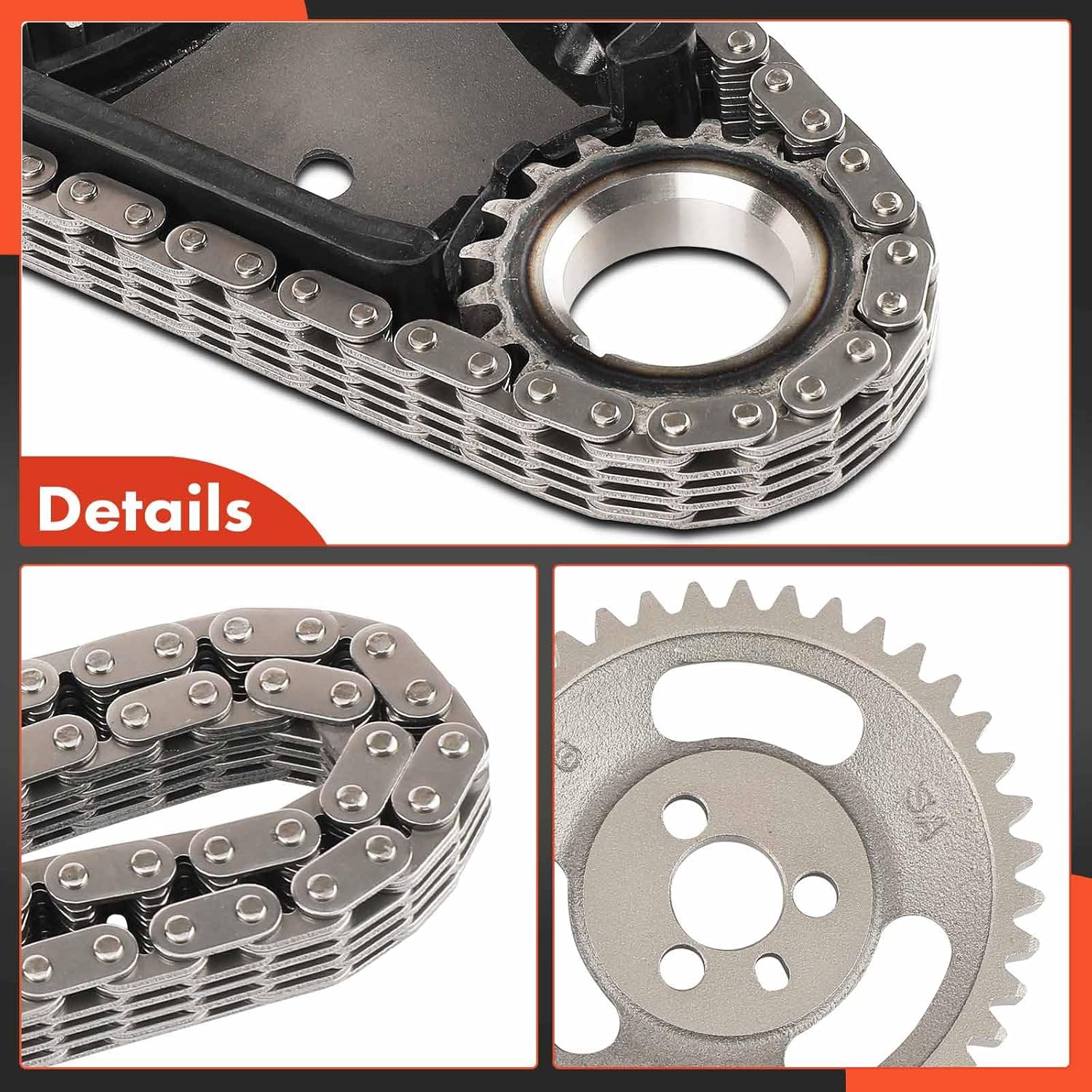 A-Premium 4PCS Engine Timing Chain Kit W/Sprocket & Guide Compatible with Jeep, Chevrolet, Buick, GMC, Isuzu, Oldsmobile & Pontiac - Cherokee, Camaro, Century, Sonoma, Rodeo, S10 - V6 2.8L 3.1L 3.4L