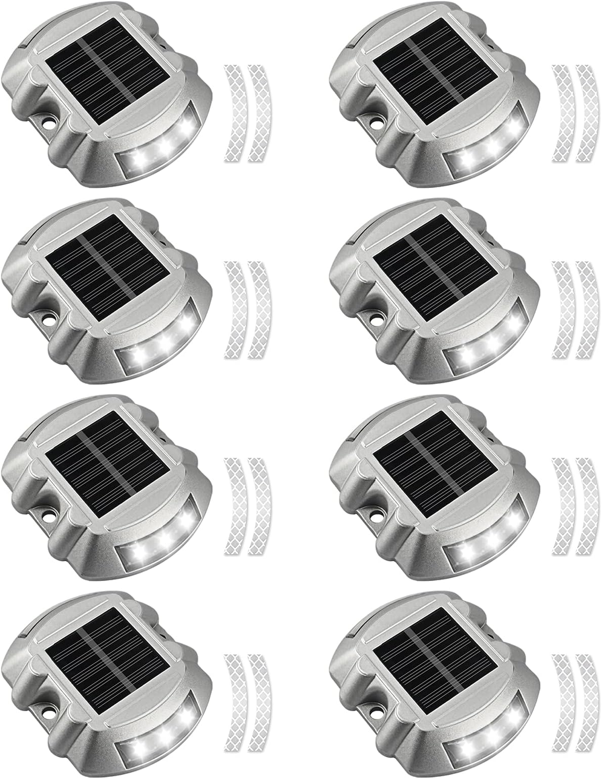 APONUO Solar Driveway Lights, Solar Dock Lights Outdoor Driveway Lighting IP67 Waterproof Outdoor Boat Dock Lamp for Driveway Stair Pathway Deck Cool White ๏ผ8 Packs๏ผ