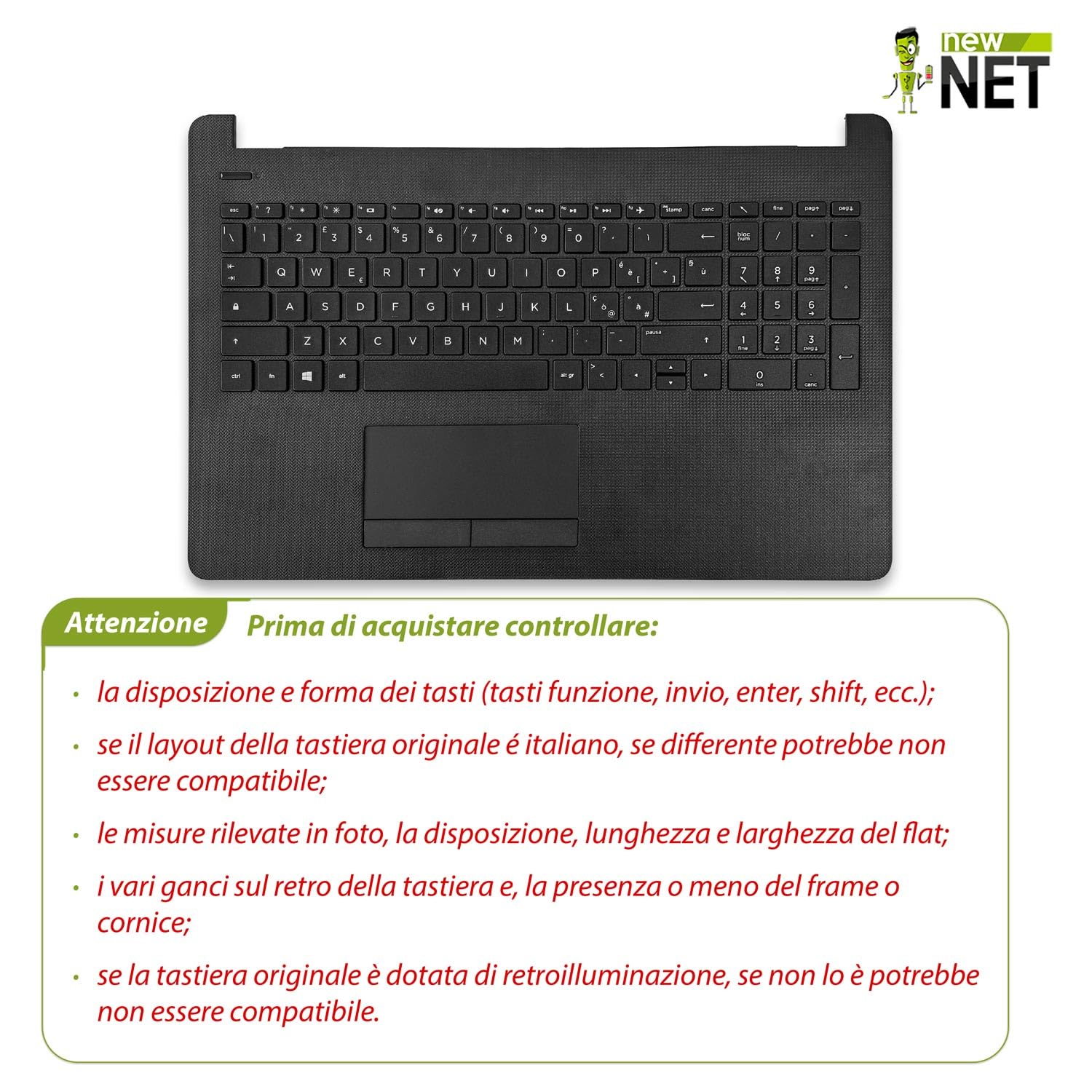 New Net Tastiera Italiana Retroilluminata Con Trackpoint Per HP EliteBook 840 G3/G4, ZBook 14u G4 - Sostituisce 819877-061, Frame Argento - 2