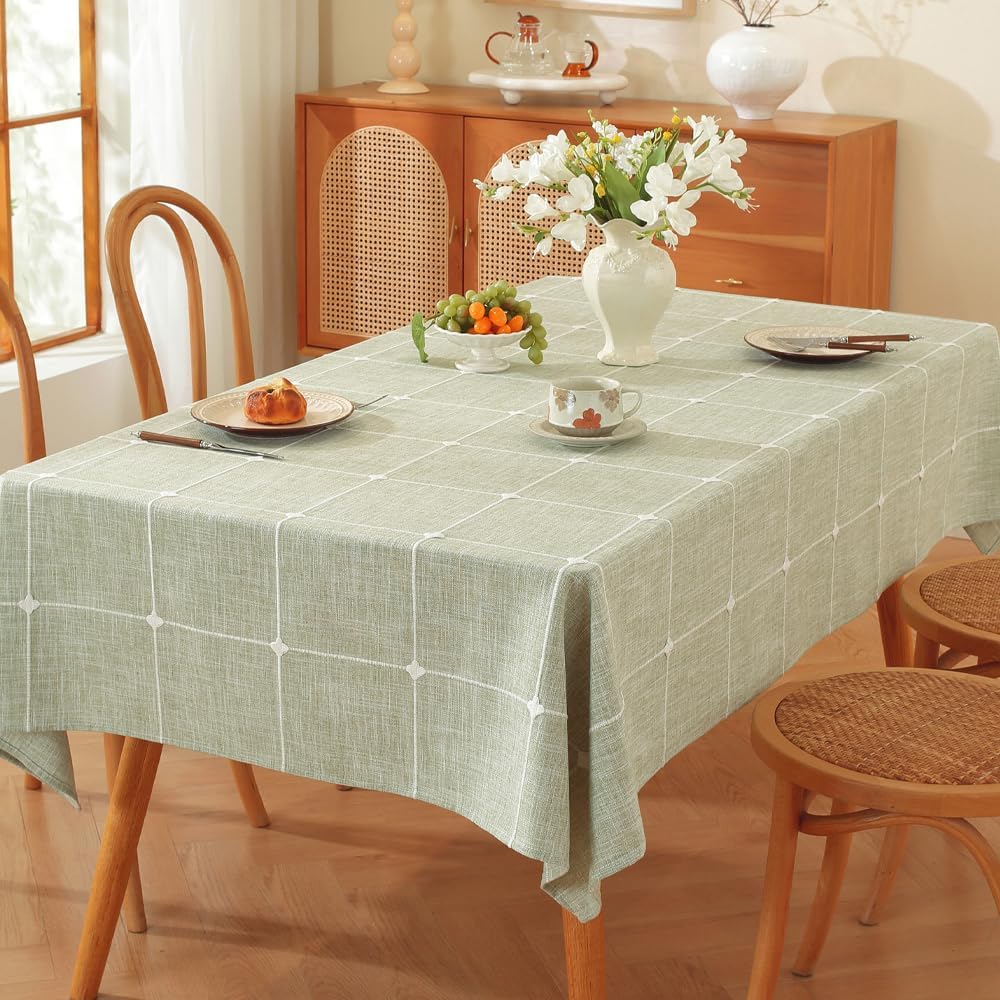 TruDelve Square Tablecloths Sage Green Table Cloth Cotton Outdoor Picnic Table Cover Farmhouse Card Table Tablecloth (52"x52", Linen)