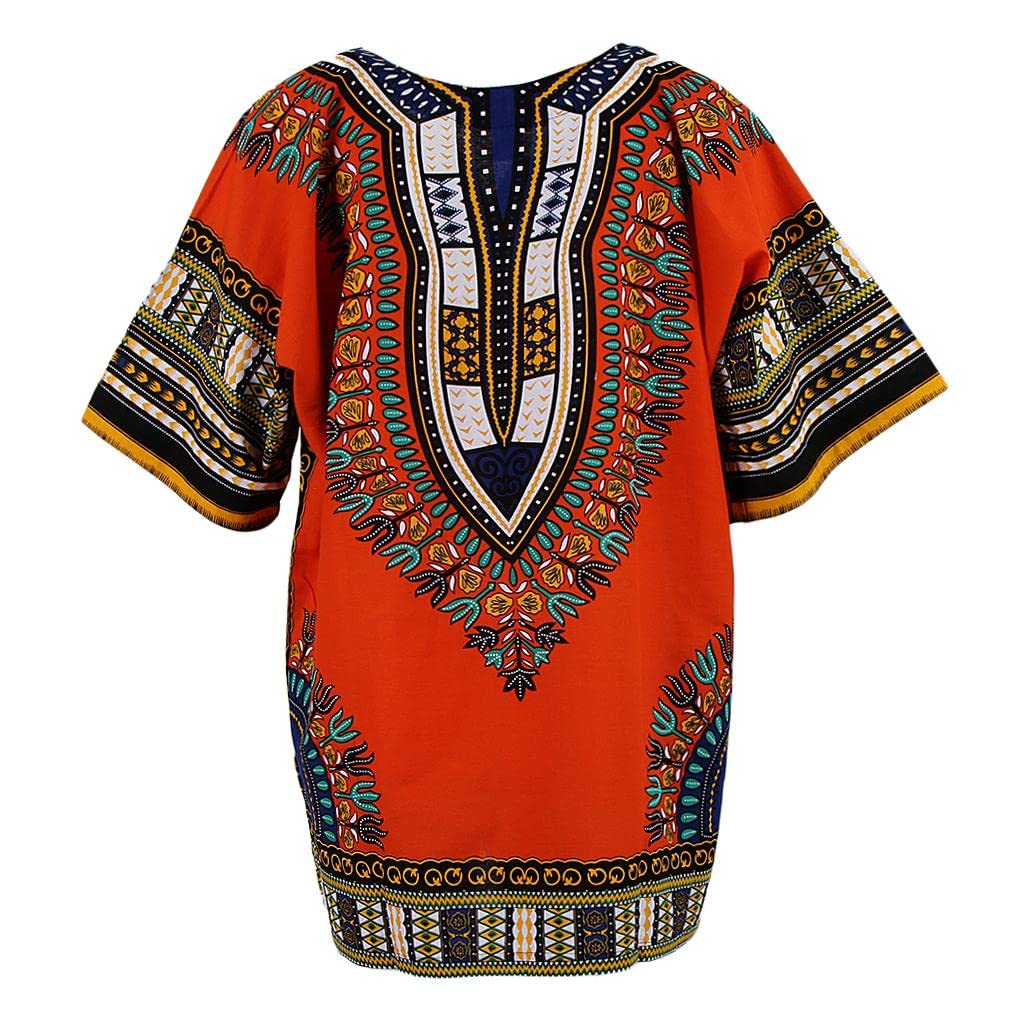 4 Pezzi Abito Camicia Dashiki Maglietta Etnica Gonna Africana Cotone Lino Vestibilità Larga Stampa Floreale Adatto per Uomo Donna Eventi