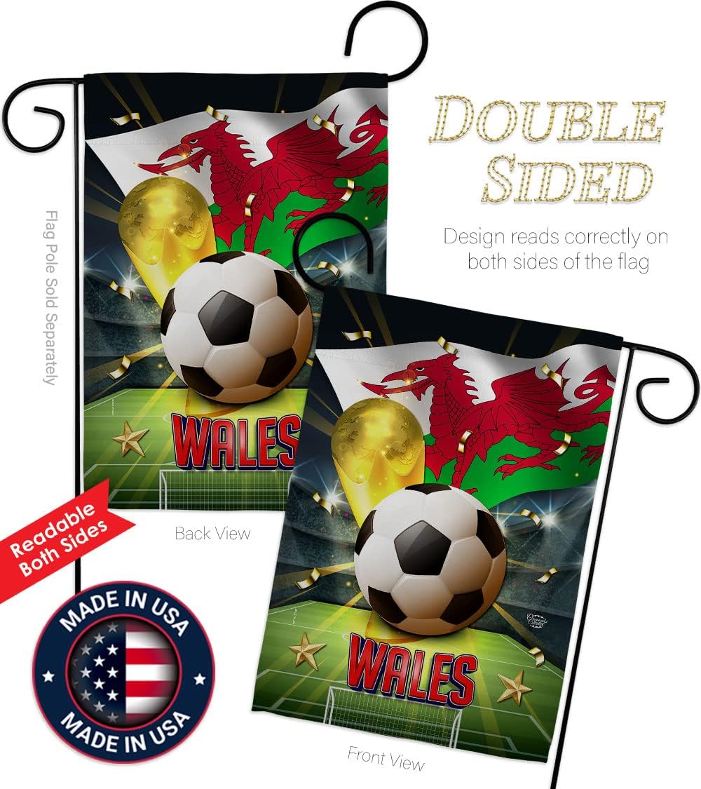 World Cup Wales Garden Flag - Set Mailbox Hanger Sports Soccer Game Goal Ball Football Entertainment Activity Physical - House Decoration Banner Small Yard Gift Double-Sided Made In USA 13 X 18.5