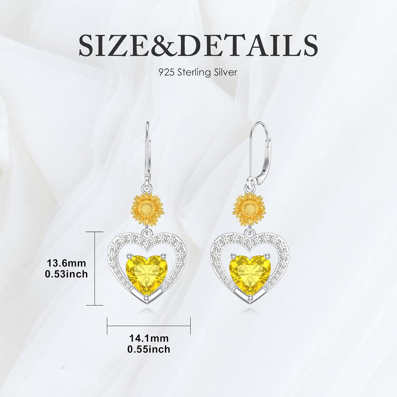 PROESS Sunflower/Rose/Daisy/Lily/Lotus/Hibiscus Dangle Earrings 925 Sterling Silver Heart Zircon Flower Earrings for Women Floral Dangle Earrings Jewelry Gifts