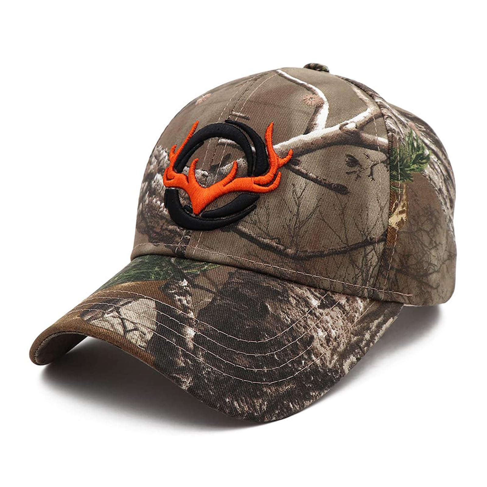 Qohnk Unisex Camouflage Baseball Cap, Baseball Cap, Men Adjustable Jungle Hat, Outdoor Hunting Hat 3D Deer Hunting Cap