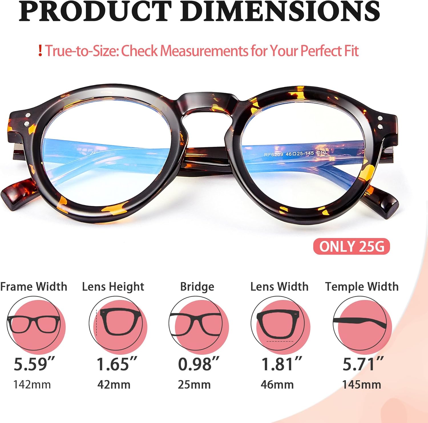 Blue Light Blocking Glasses for Women and Men, Retro Round Frame Eyeglasses Anti UV & Eyestrain - Image 4