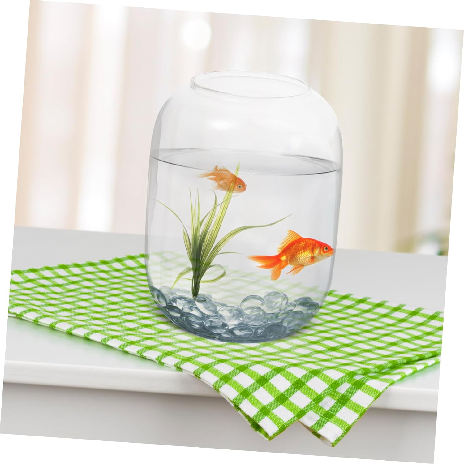 POPETPOP Large Clear Glass Vase for Terrarium Plants Modern Round Hydroponic Container for Indoor Flower Landscaping and Home Decor