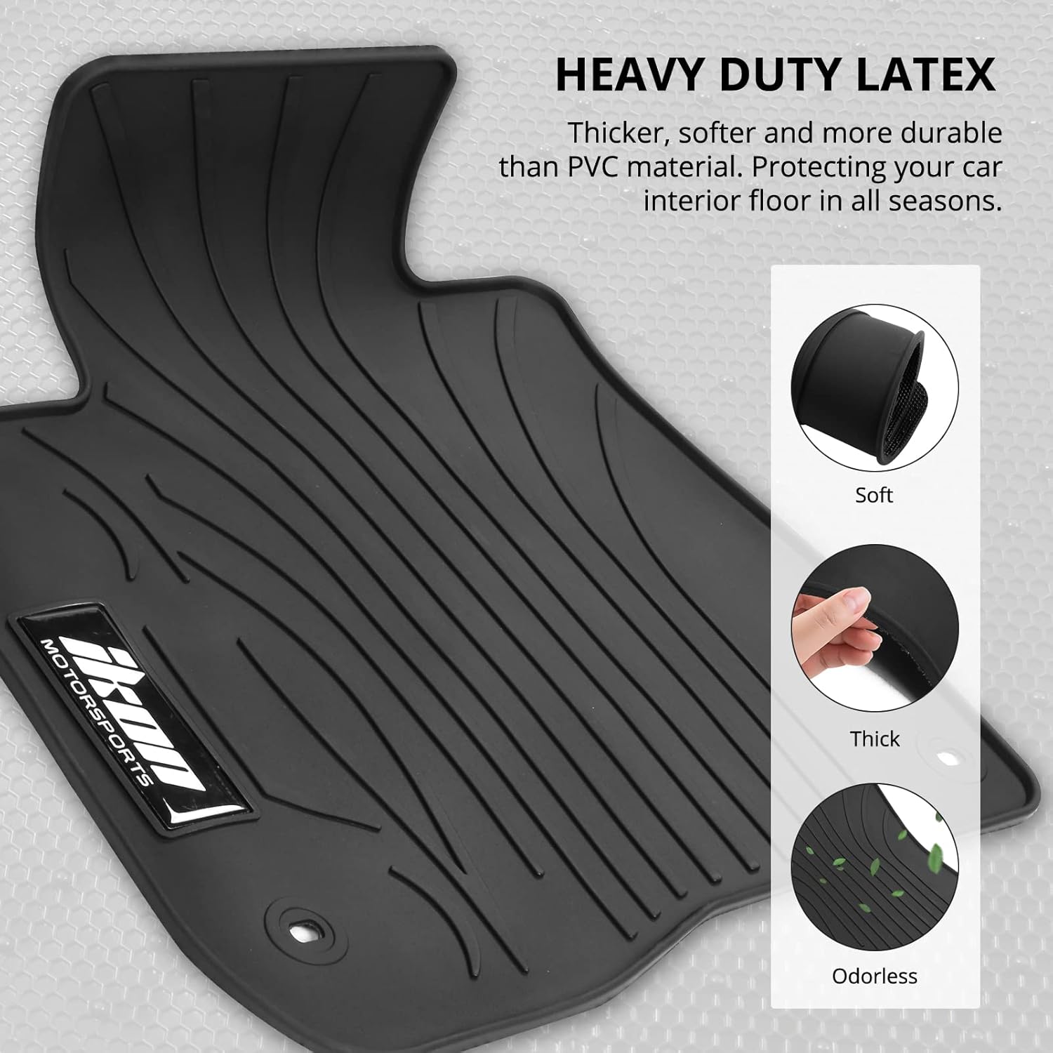 FREEMOTOR802® All Weather Latex Car Floor Mats Carpets Liner, Fits 2017-2022 Honda CR-V, Custom Fit Auto Interior Accessories Replacement Non-Slip with Logo, Black 3PCS