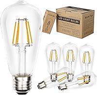 Vista 1 de Edison Bulbs 60 Watt Led, Led Edison Bulb, Vintage e26 Edison Bulb, ST58 led light bulb,Warm White 2700k, 80CRI, 700 Lumen, Edison Bulbs for Home, 6