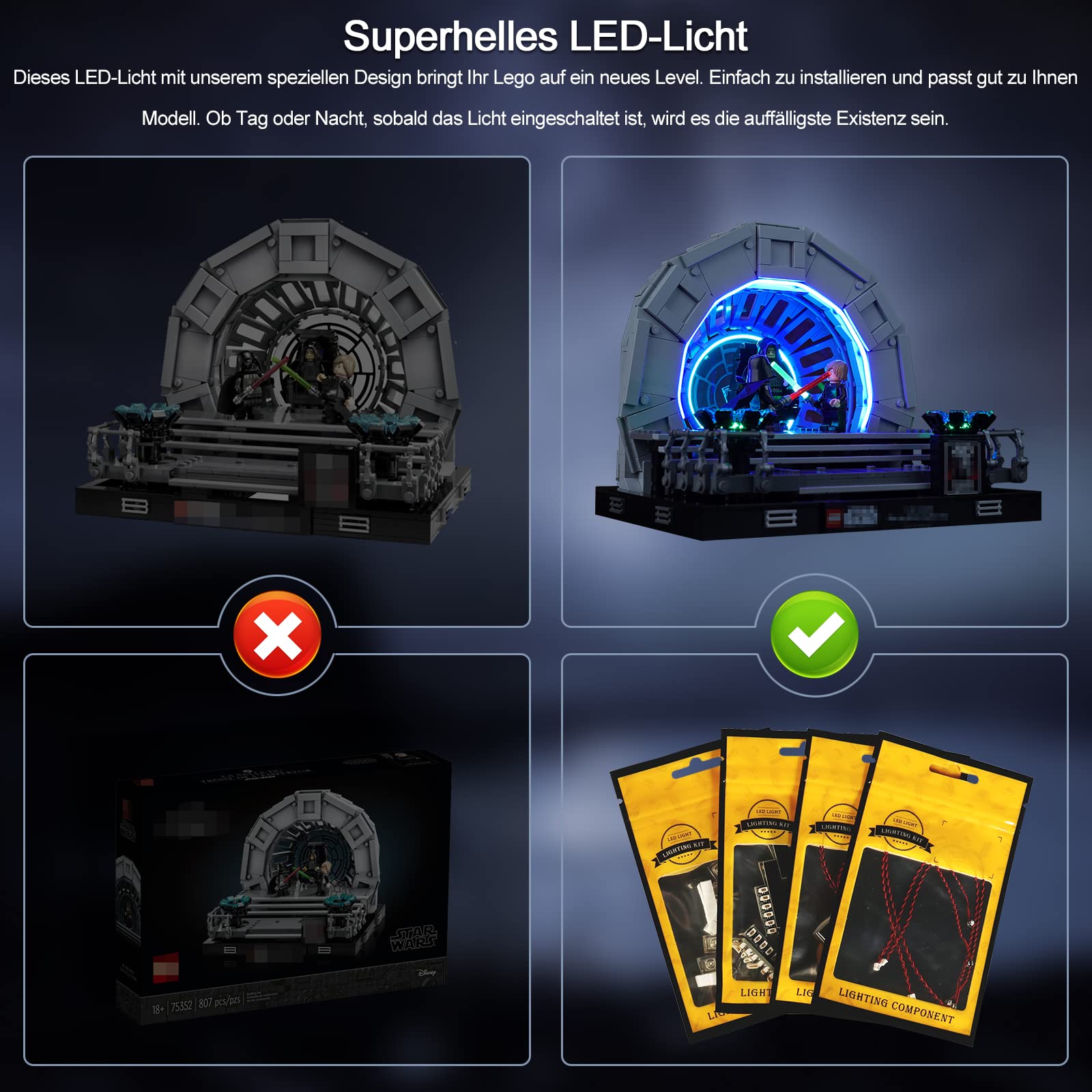 Led Licht Set für Lego Emperor’s Throne Room Diorama (Kein Lego-Modell), Dekorations Led Beleuchtungs Set for Lego 75352 S'tar Wars Emperor’s Throne Room Diorama,Kreatives Geschenk für Erwachsene