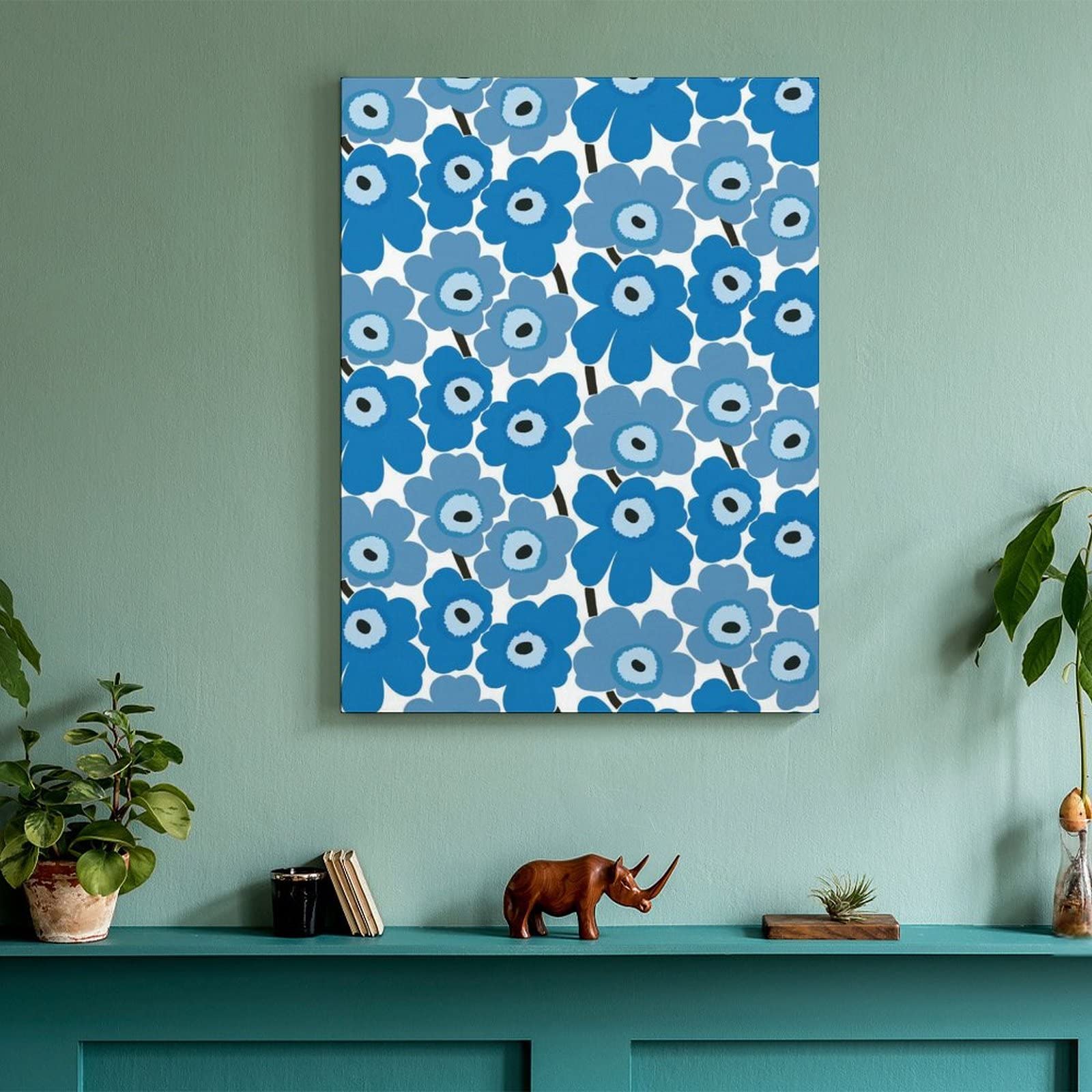 Amazon.co.jp: アートパネル マリメッコ 青い 花柄 装飾画 アート