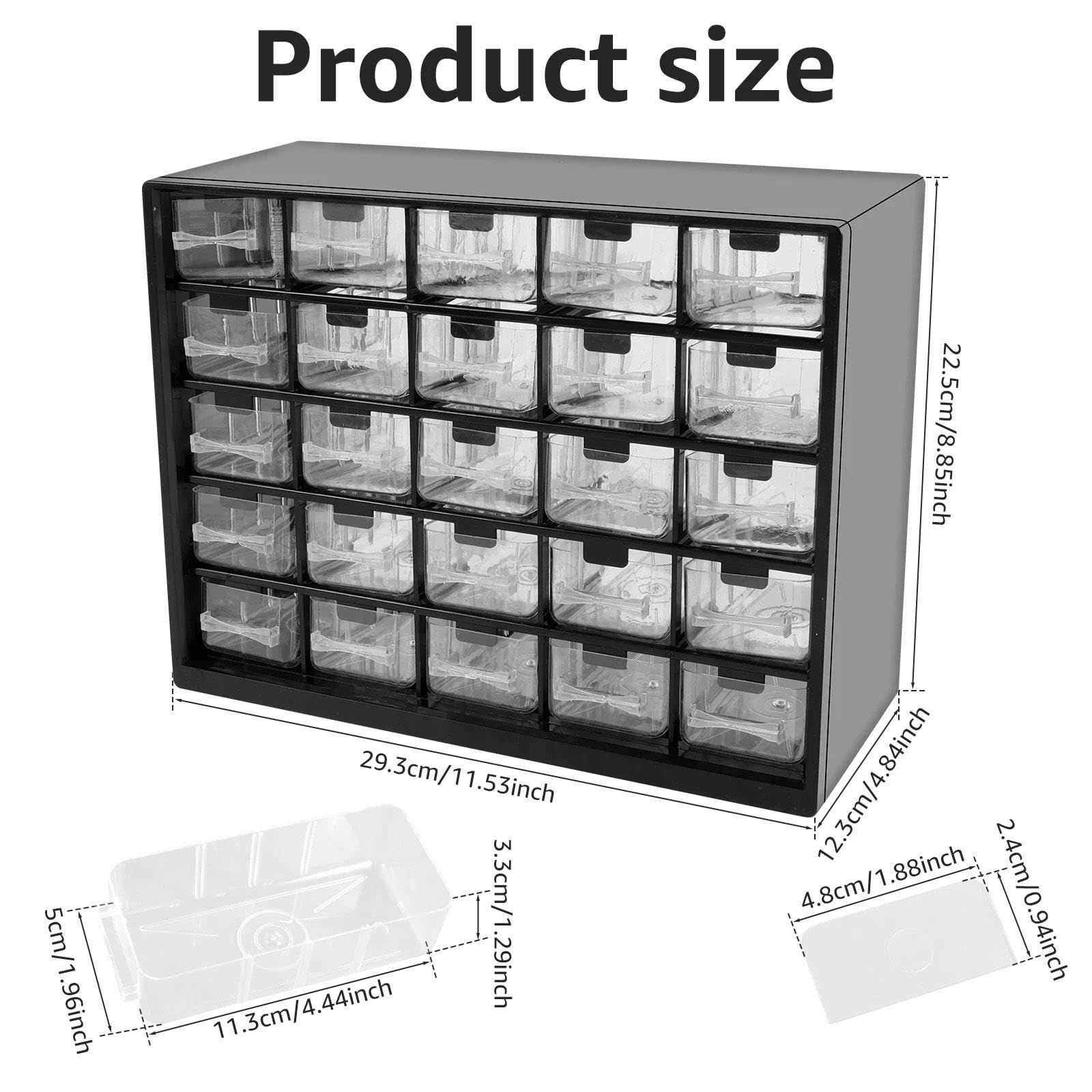 Gralara Organizador de Tornillos Gabinete de Almacenaje Caja con Compartimentos Material Resistente Adecuado para Taller Aula Despacho Habitación de Manualida, Negro, Individual