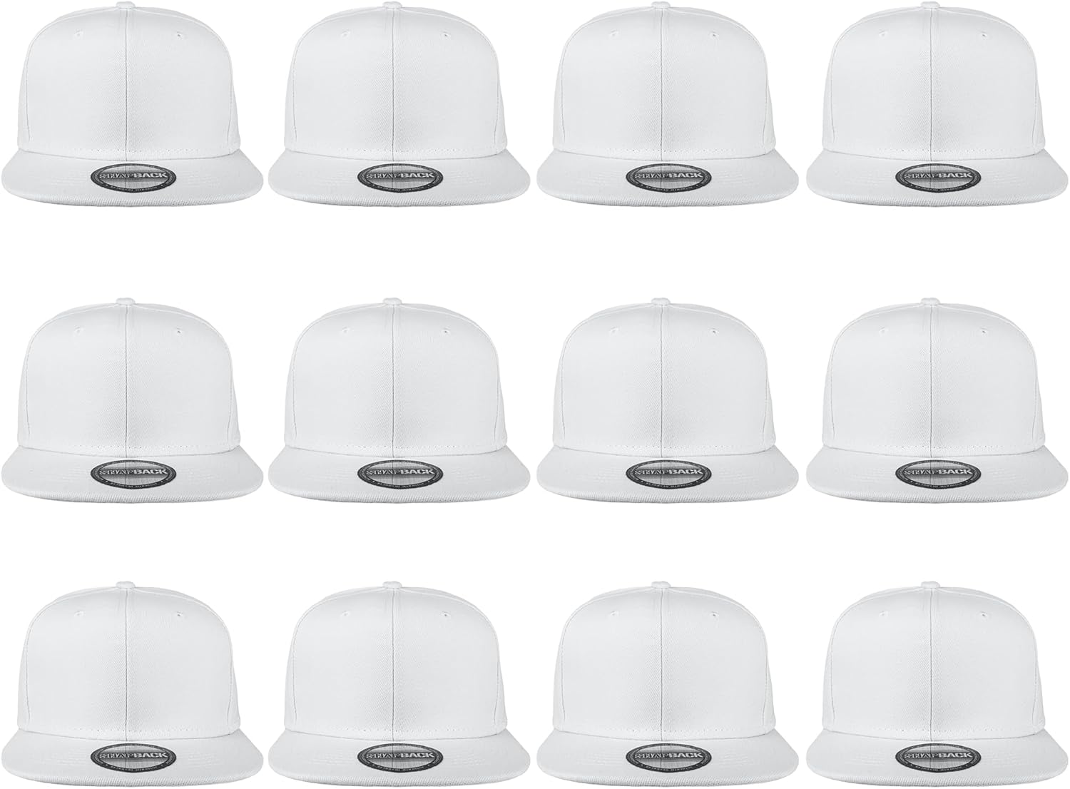 Gelante Plain Blank Flat Brim Adjustable Snapback Baseball Caps Wholesale LOT 1500-WT-12PC