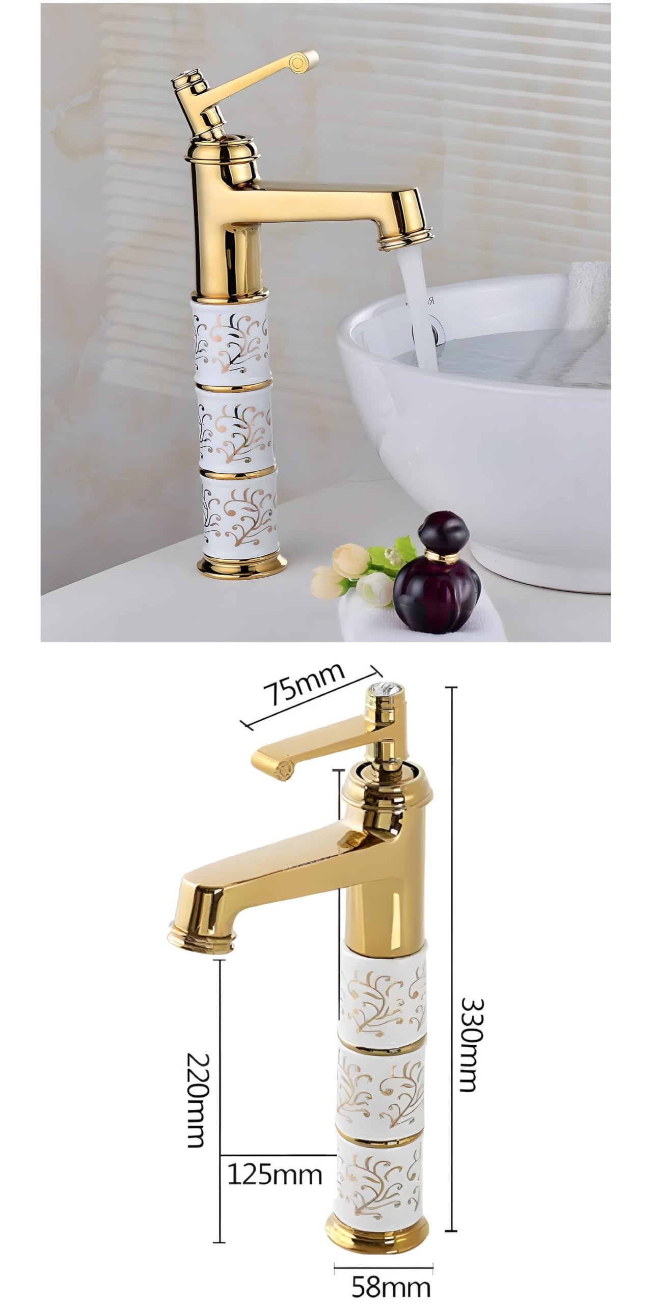 Gold White Basin Mixer Tap - 24x7 eMall -9