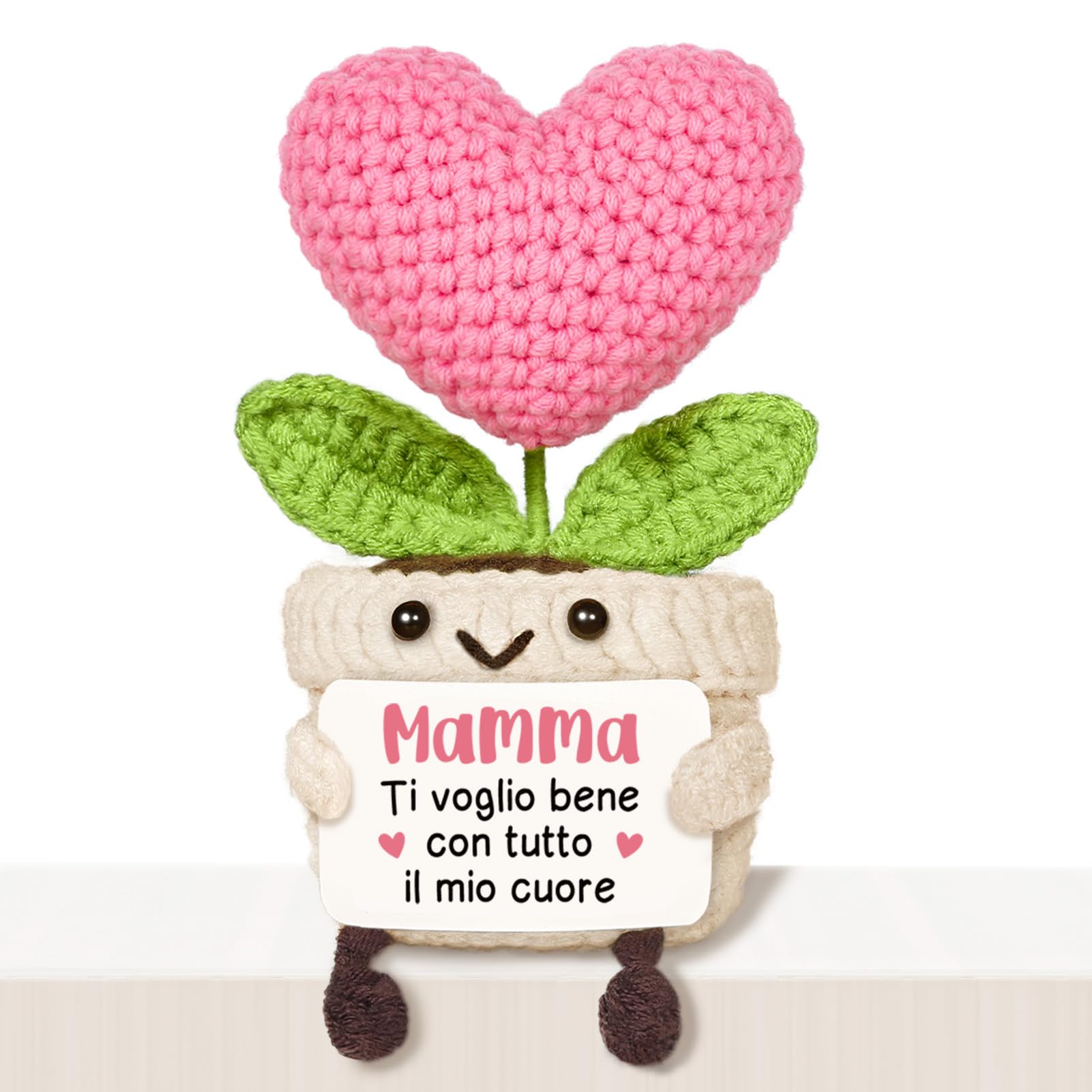Regalo Mamma, Regalo Mamma Compleanno - Cuore Fiore all’Uncinetto di Supporto Emotivo, Idee Regali Mammina Natale