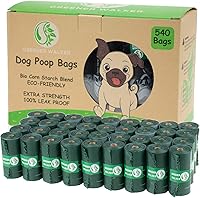 Vista 1 de GREENER WALKER Bolsas de basura para perros, 540 bolsas, extragruesas, fuertes, 100% a prueba de fugas, bolsas de basura de perro (verde oscuro)