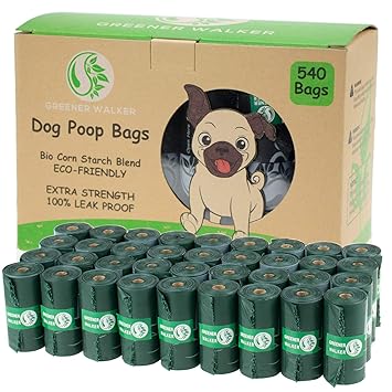 Greener Walker Poop Bags for Dog Waste-540 Bags,Extra Thick Strong 100% Leak Proof Biodegradable Dog waste Bags (Black Green)