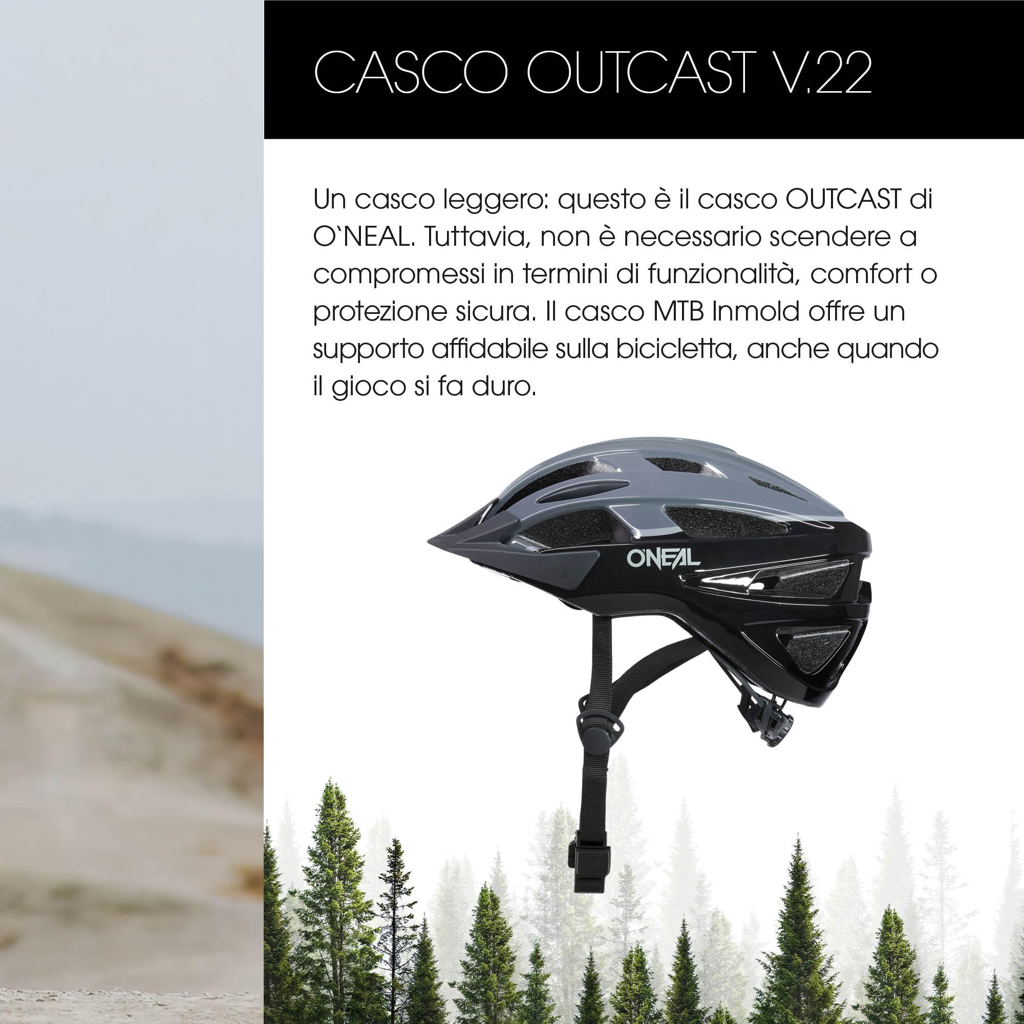 O'NEAL | Casco da Mountain Bike | Urban Trail Riding | Leggero: solo 310g, grandi ventilatori per la ventilazione, standard di sicurezza EN1078 | Casco Outcast Split V.22 | Adulto | Nero Grigio | S/M