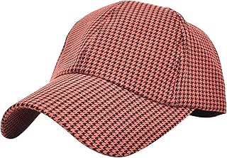 JAXICH Unisex Baseball Cap Plaid Printed Baseball Cap Female Korean Version Outdoor Travel Warm Hat Shade Cap