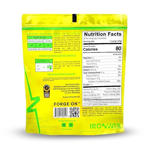 Miniatura 2 de IRONWRX Mezcla de bebida isotónica, ponche de cítricos, 20 porciones, polvo de electrolitos para apoyo diario de hidratación