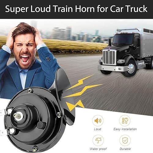 Miniatura 3 de cerfioo Pack-2 Bocina doble de caracol de aire para automóvil, tamaño mini impermeable de 12 V y bocina de sonido súper fuerte de 300 DB, kit de