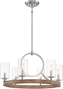 Minka Lavery 4015-280 Country Estates Chandelier, 6-Light, 360 Watts, Sun Faded Wood (16" H x 28" Dia)