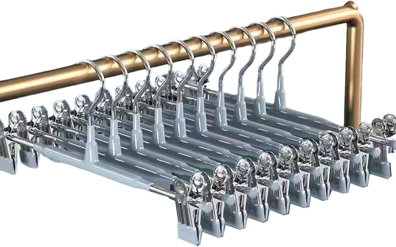10 Pack Adjustable Multi-Clip Hangers - Heavy Duty Non-Slip Coating for Skirts, Pants, Scarves, Ties & Lingerie Organization (A 31 * 15cm/12 * 6in)