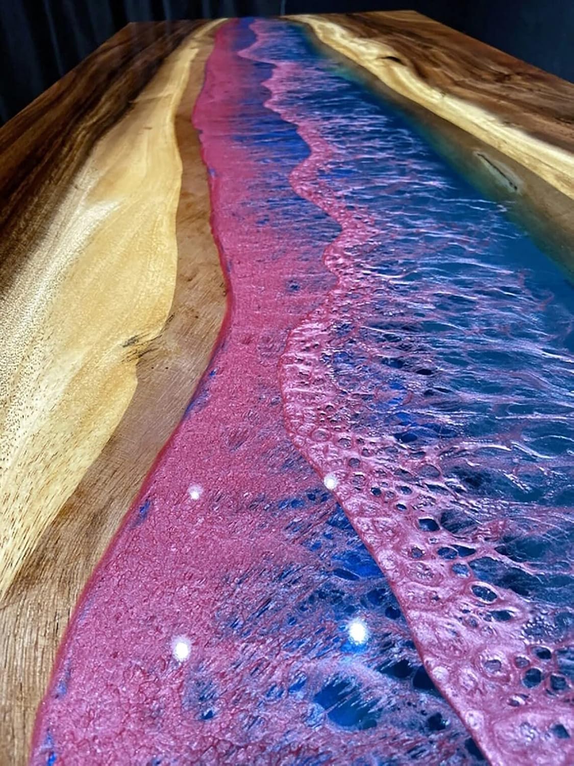 TUZECH Epoxy Table Top Fully Customised Thick Resin River Table Indoor Outdoor Coffee Table Top Wooden Dining Table Top (Without Stand, 60 x 30 Inches)