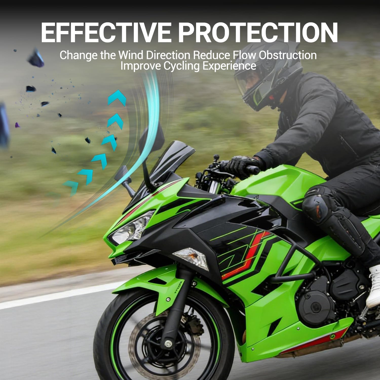 Motorcycle Windscreen Windshield for Kawasaki Ninja400 Ninja 400 2018 2019 2020 2021 2022 2023 2024 2025 2026 Adventure Sport Wind Screen Fairing Deflector Protector (Light Smoke)