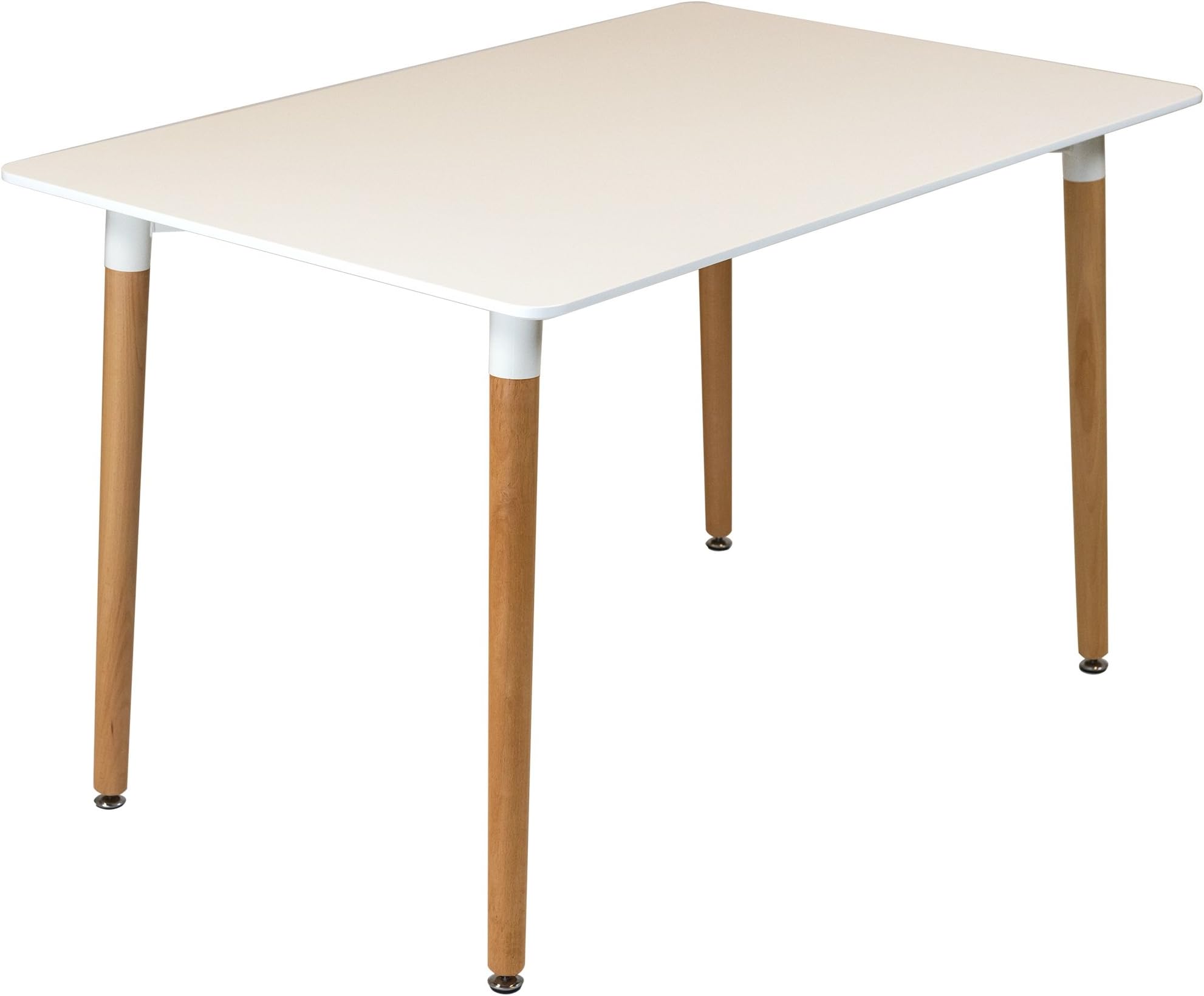 Charles Jacobs 120cm Rectangular Dining Table With White Tabletop and Solid Beech Wood Legs