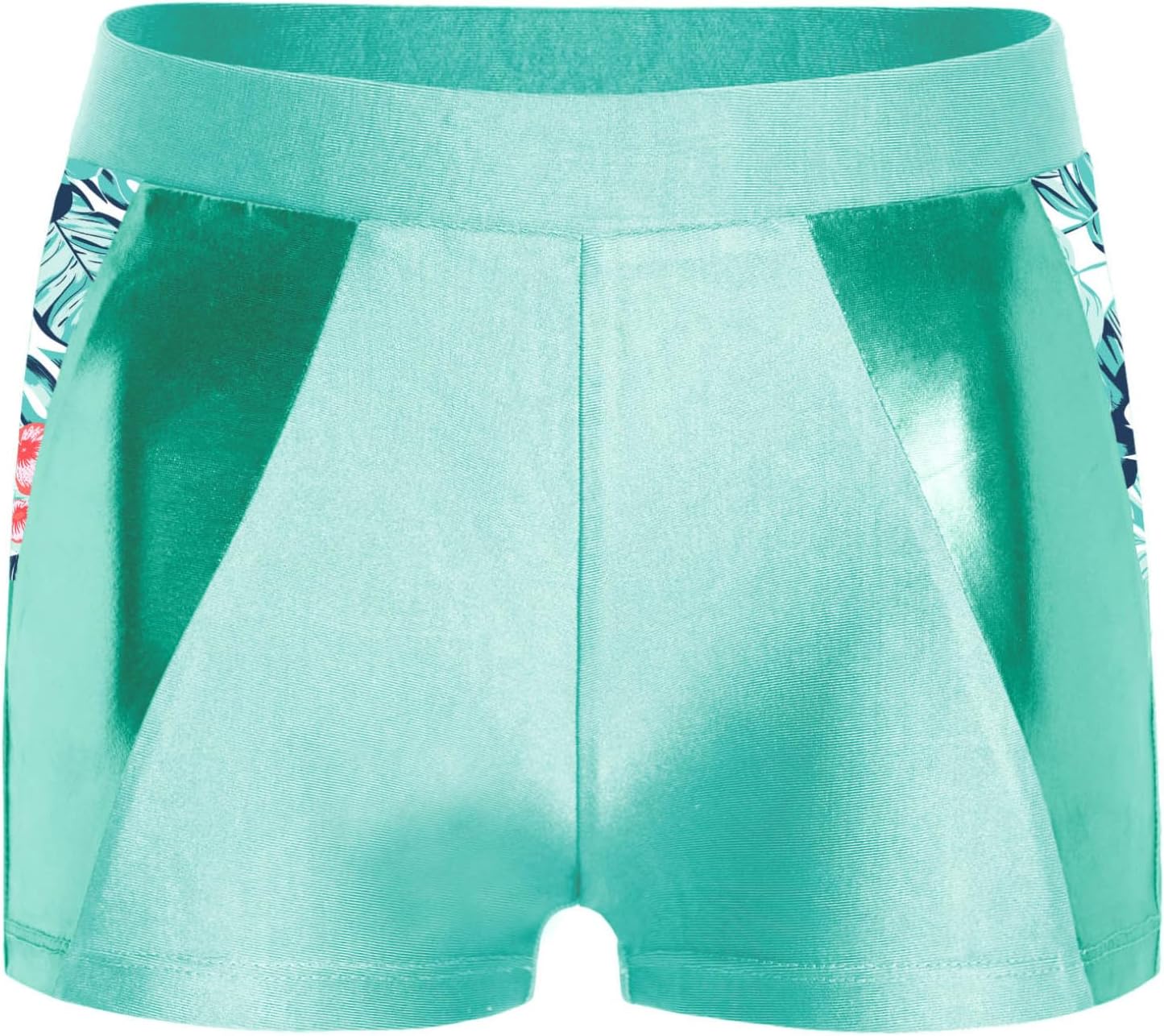 Freebily Kids Girls Shiny Metallic Gymnastics Dance Shorts High Waist Spandex Compression Ballet
