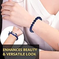 Vista 5 de Adjustable Crystal Bracelet – Gemstone Bead Bracelet with Adjustable Macrame String – Chic Gemstone Bracelet for Men and Women – 8mm Round Healing