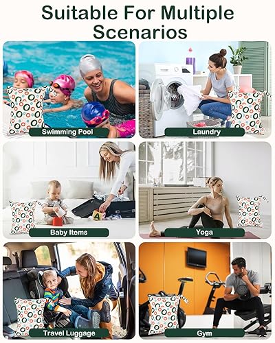 Miniatura 61 de ALVA BABY - 2 bolsas para pañales de tela húmedos y secos, impermeables, reutilizables, con dos bolsillos con cremallera, para viajes, playa, 01