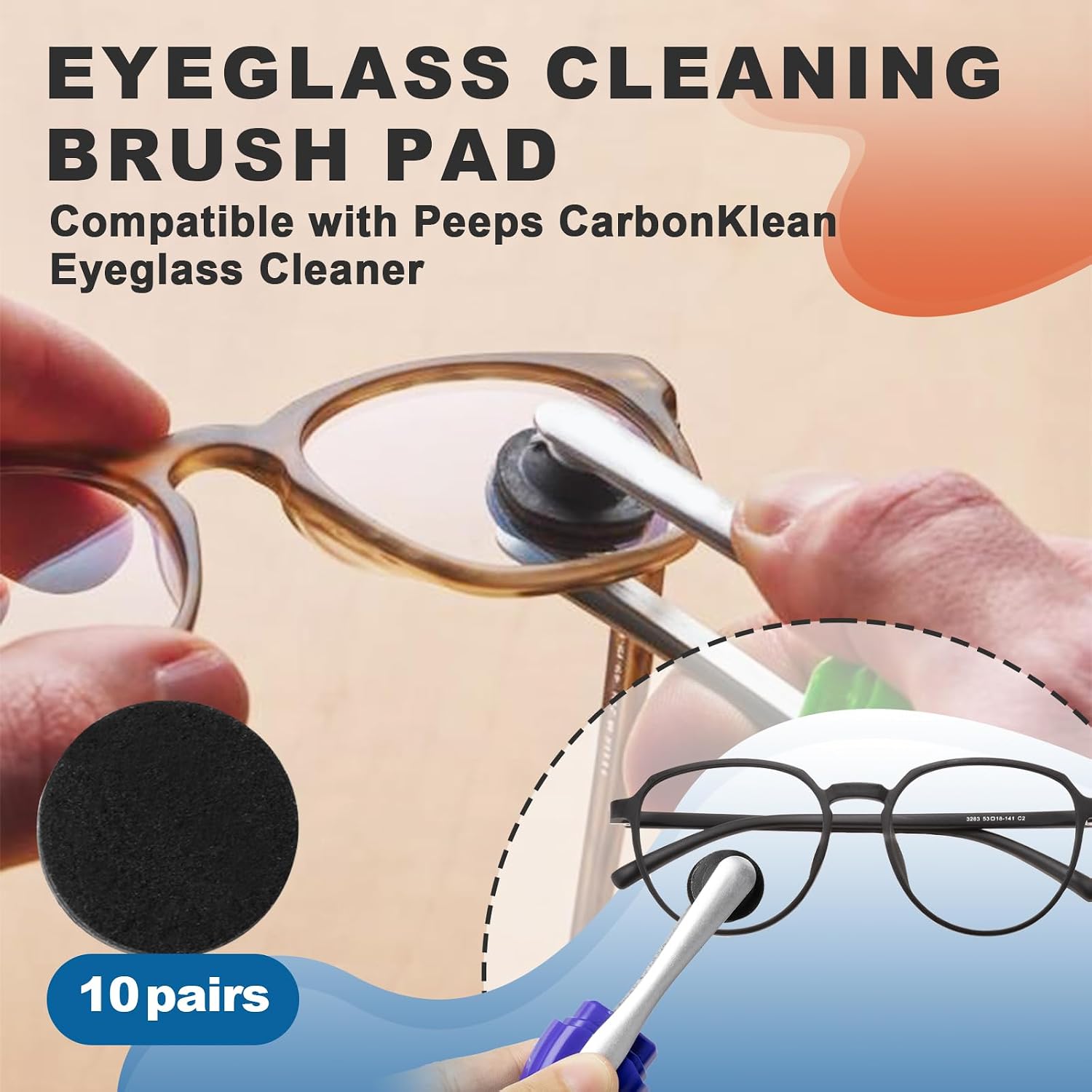 20 Pcs Eyeglass Cleaner Brush Pad for Fingerprint Removal, Circle Designed to Compatible with Peeps, Replacement Pads Compatible with Peeps CarbonKlean Eyeglass Cleaner