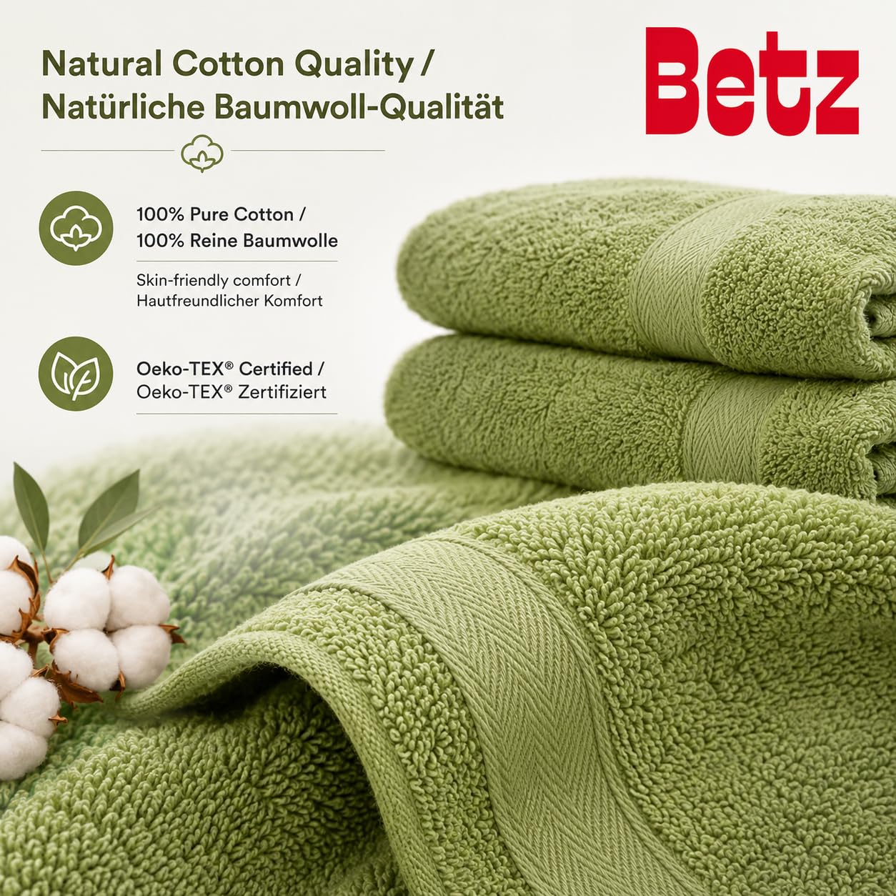 Betz 12-częściowy zestaw ręczników premium 100% bawełna 2 ręczniki kąpielowe 4 ręczniki do rąk 2 ręczniki dla gości 2 ręczniki do rąk 2 rękawice do mycia kolor dzisiejszy zielony/awokadogram