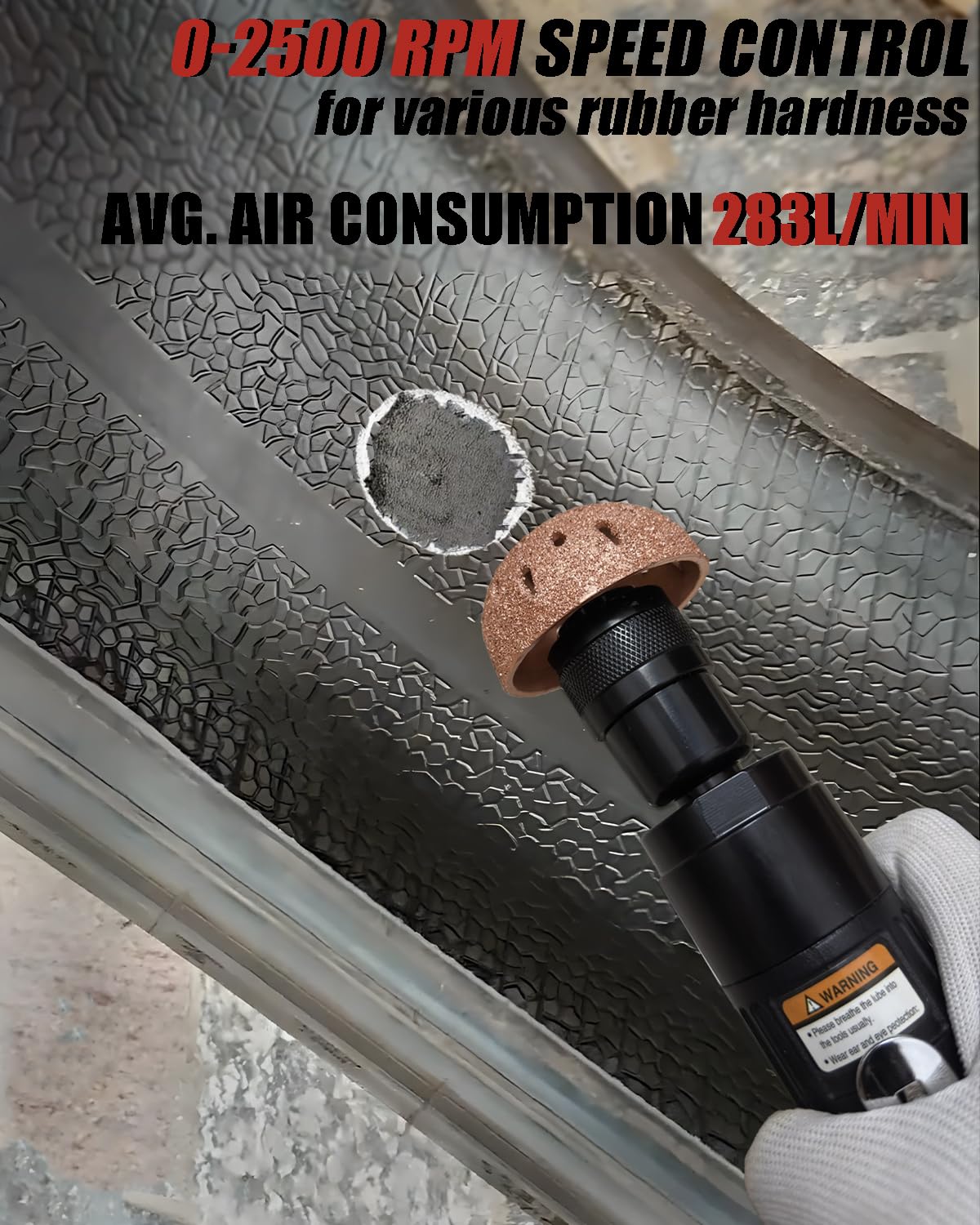 Reifenreparatur-Set mit 2500 U/min Low-Speed-Luftschleifer und Wolfram-Puffer – komplettes Polier-Patch-Werkzeug für Auto-, ATV-, LKW-Reifen (Schabwalze im Lieferumfang enthalten)