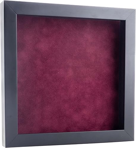 Marco de caja de sombra de 6 x 6 pulgadas, madera negra, con una profundidad de visualización de 34 pulgadas Incluye un tablero de respaldo sin