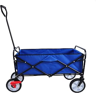 Outdoor Camping Folding cart with Brake, Garden cart (Blue)