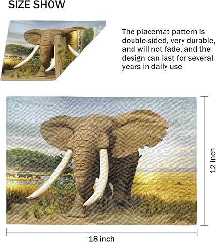 Miniatura 4 de Lovely Elephants Pattern Placemats Set of 4 Table Mats Washable Placemat Waterproof Place Mats for Party Home Dining Table Decor 18x12 in