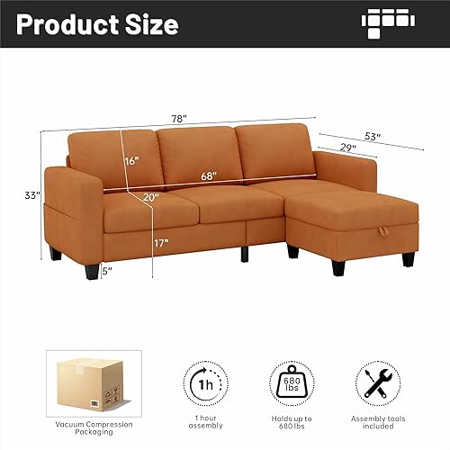 Miniatura 2 de Sofá modular de 3 plazas para sala de estar, pequeño en forma de L, apto para mascotas, sofá modular de 3 plazas, fundas lavables convertibles