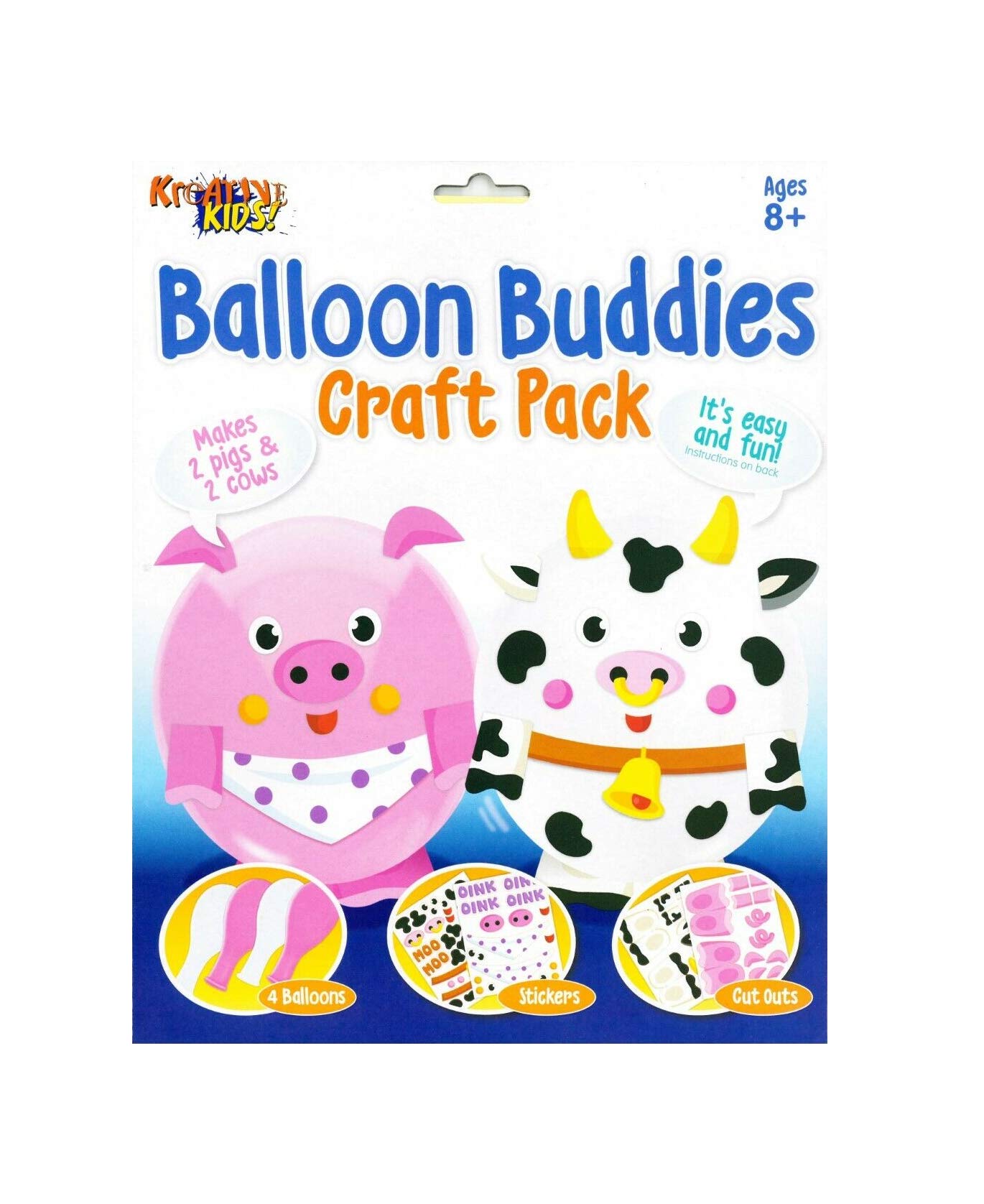 Balloon Buddies Kids Craft Pack Activity Set (Pigs & Cows)