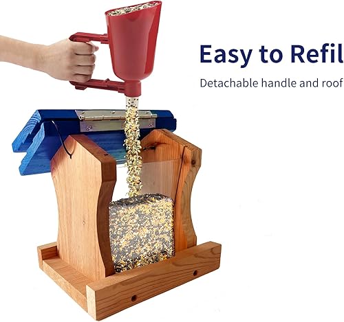 Miniatura 4 de Cedar Alpha Paquete de 2 comederos de cedro, comedero de pájaros silvestres para colgar, semillas de pájaros para comederos exteriores, con ventana