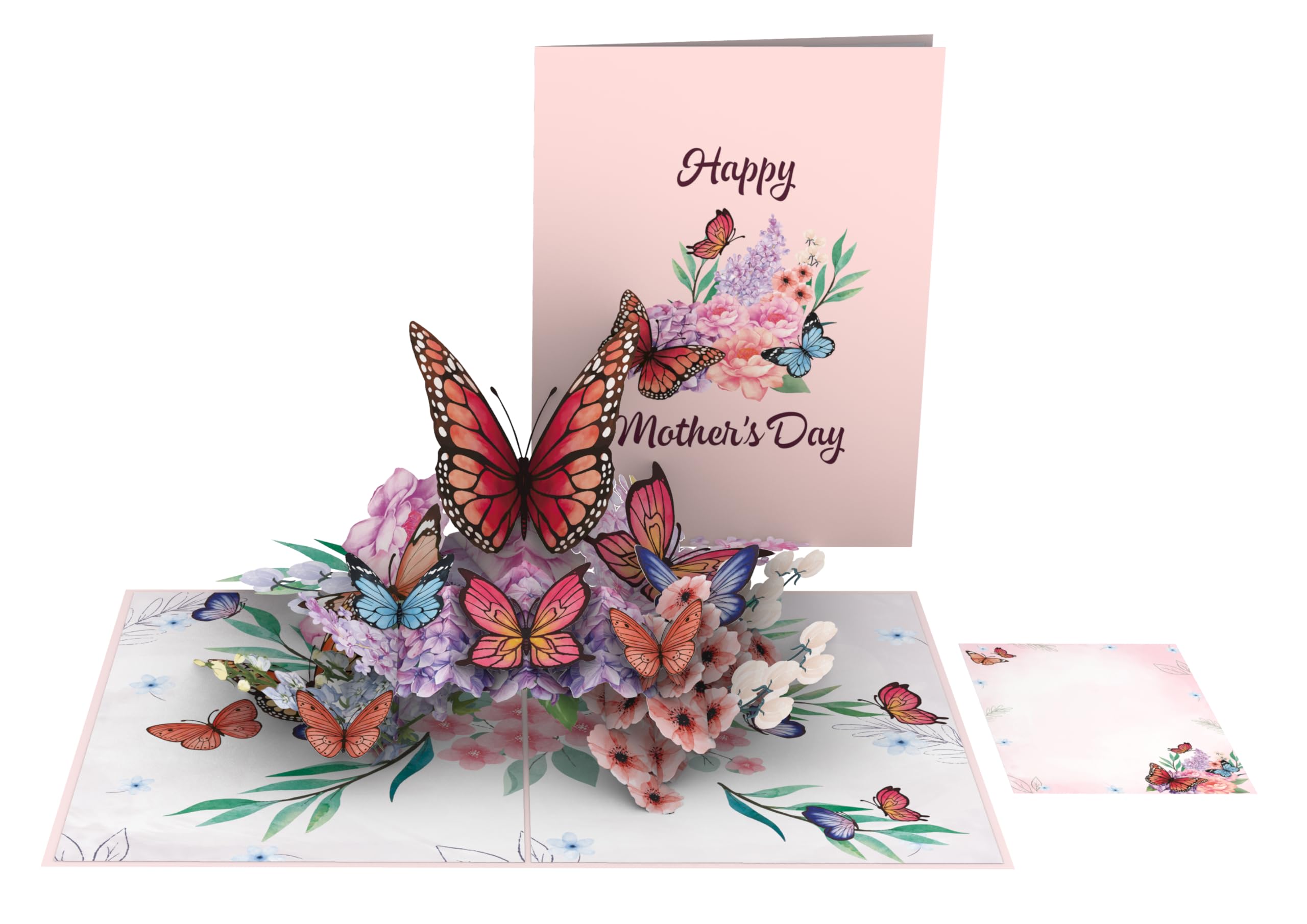 iGifts And Cards Garden of Love - 6"x8" Butterfly Mother's Day 3D Pop Up Greeting Card - Elegant Butterflies, Blooming Flowers, Includes Note Card -