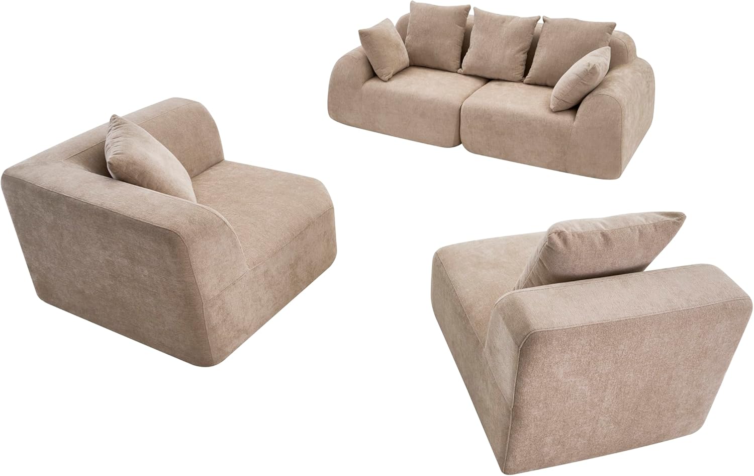 116-Inch Oversized Modular Compressed Sectional Couches 4 Pieces Modular Boneless Sofas with 7 Pillows,Modern Minimalist Corner Cloud Sofa Comfy Chenille Deep Seat Foam Couch