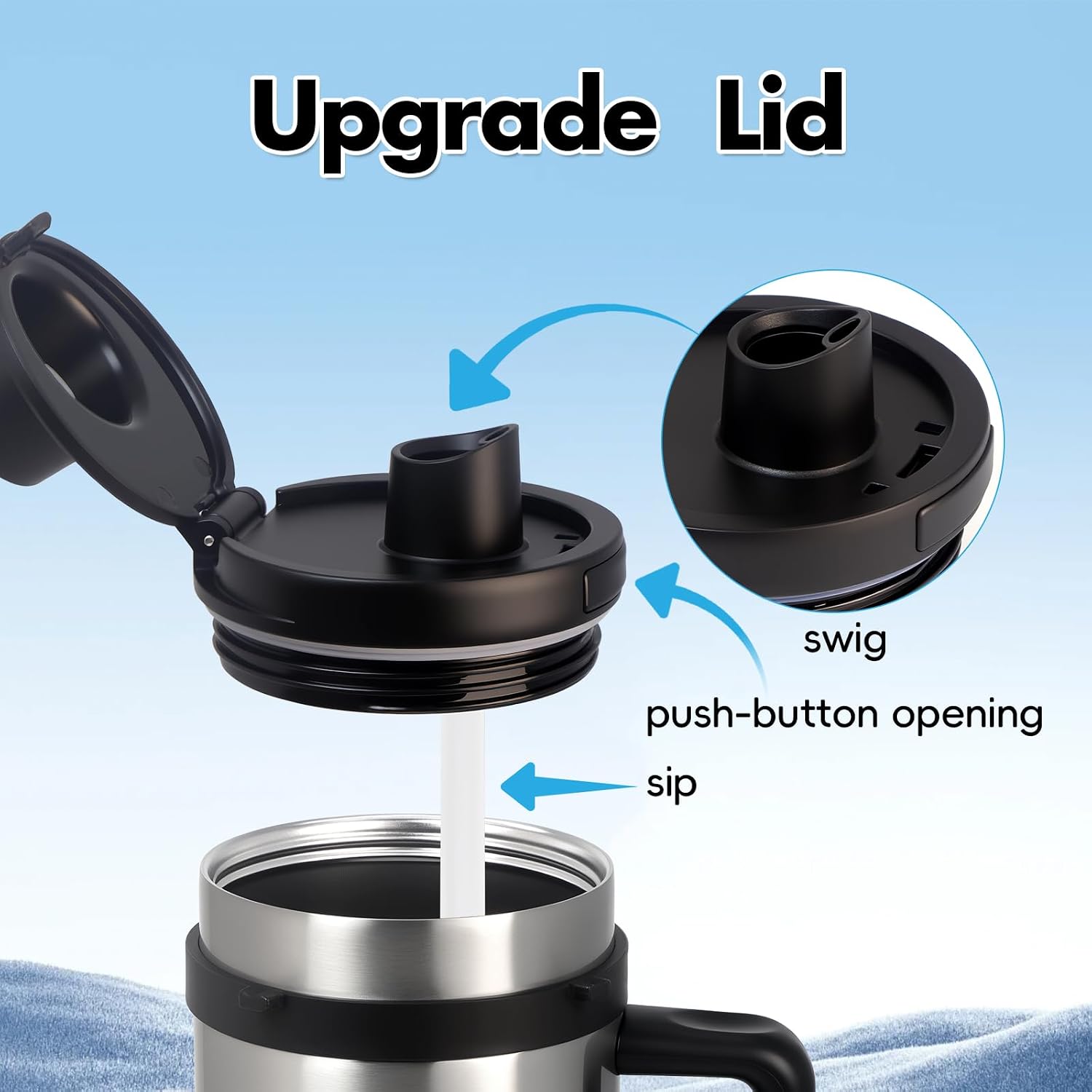 40oz Stainless Steel Cup Replacement Parts for Ninja,Compatible with Ninja BN401 BL450 BL456 BL480 BL2012 BN751 BN801 SS101 SS151 Blenders,for office,daily,Travel,With Leakproof Lid (Silver) | Personal Smoothie Cup