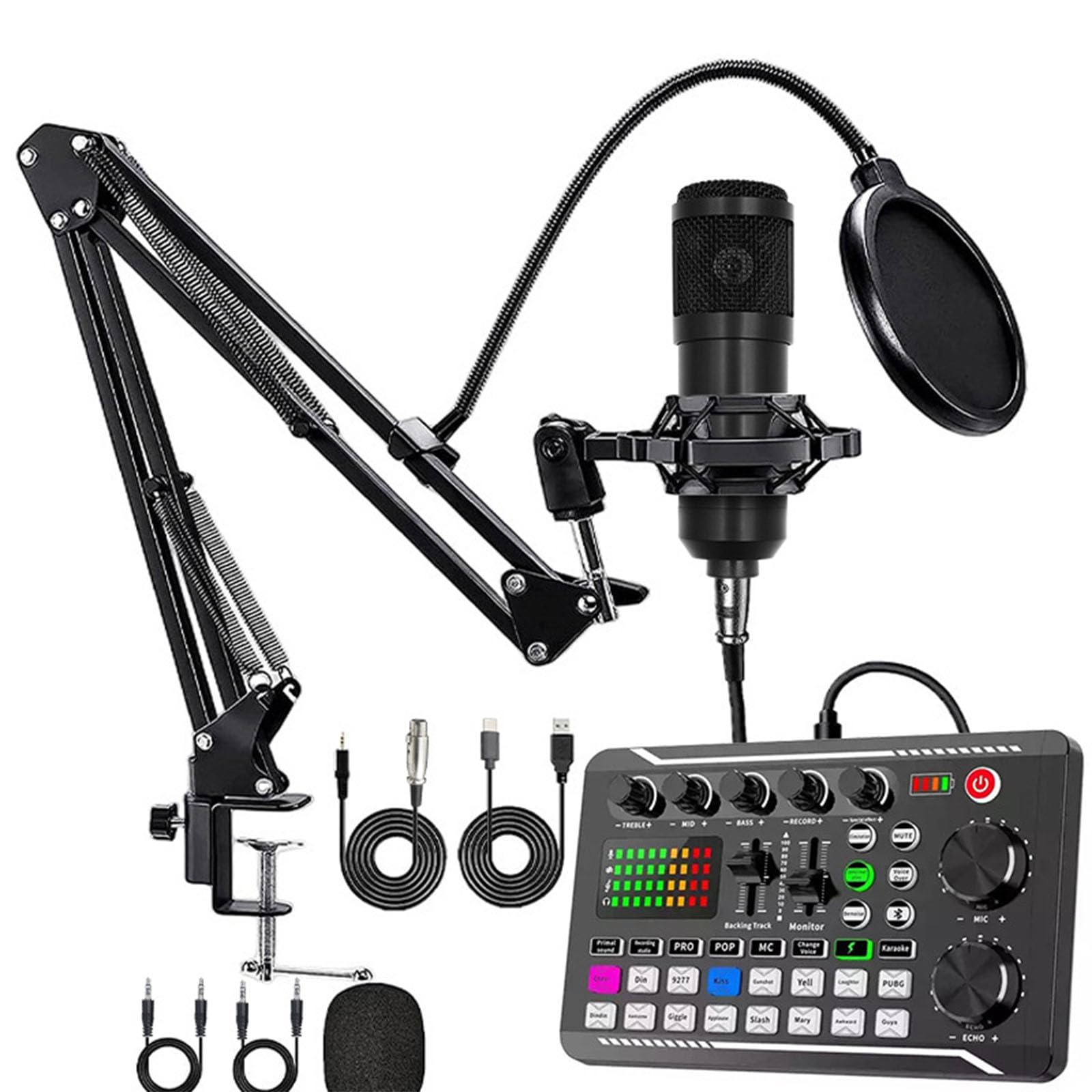 Tarjeta De Sonido En Vivo Con Efectos De Mezclador De Dj Y Cambiador De Voz, Mezclador De Audio Con Tarjeta De Sonido En Vivo F998, Tarjeta De Sonido Con Cambiador De Voz Con Luz Led (C)