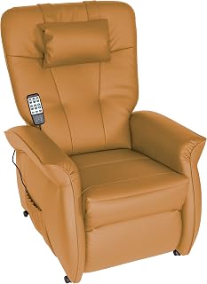 THRONER EXKLUSIV 5-Zonen-Massagesessel inkl. Arm-Massage, mit elektr. Aufstehhilfe, 7 Motoren, Heizung, Liegefunktion, Fernbedienung, aus Deutschland, Kunstleder in Sand